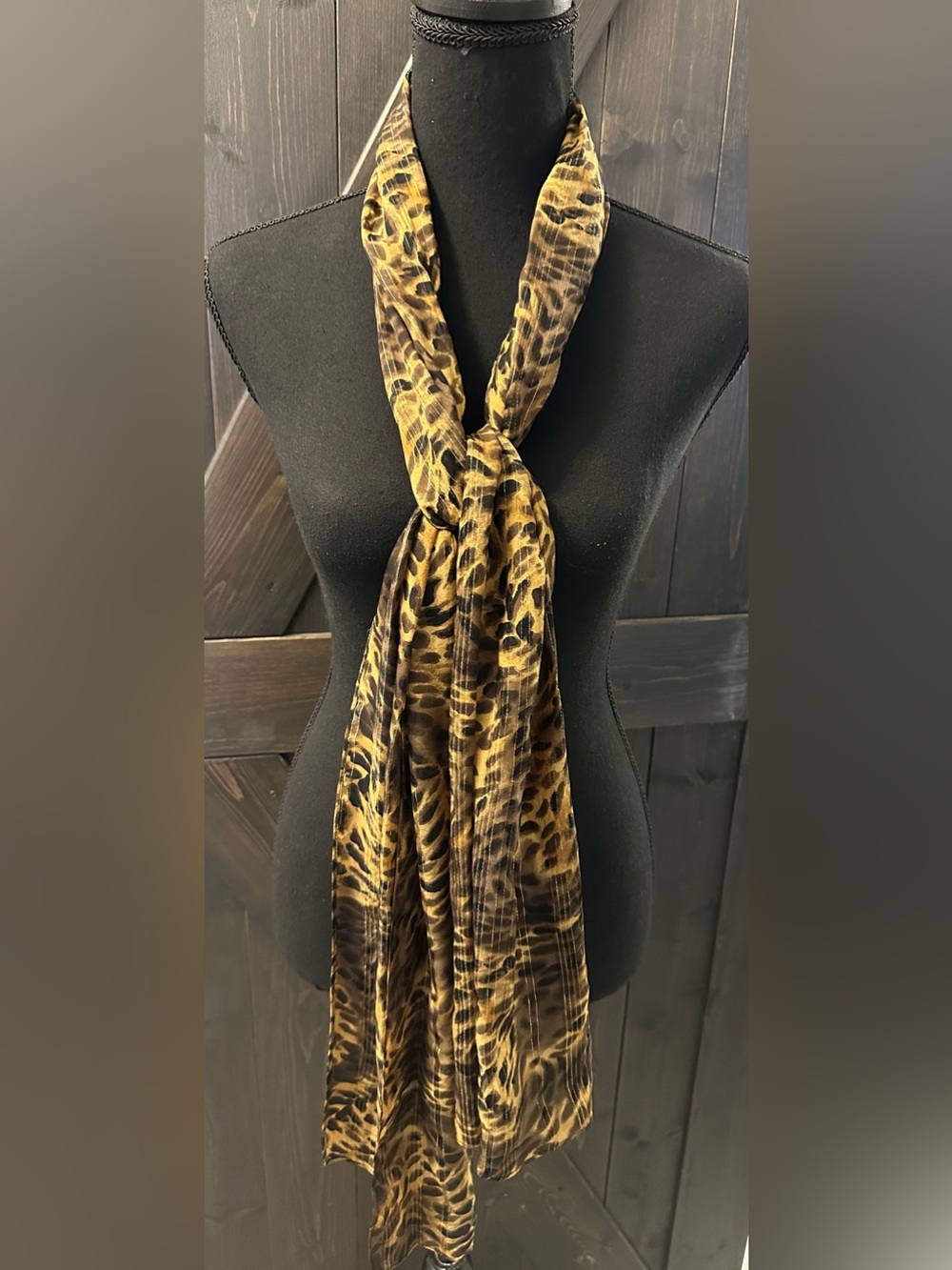 Leopard Print Women’s Scarf - Brown/Black